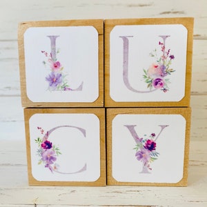 Name Blocks - Purple - Lilac - Personalized Blocks - Baby Blocks - Newborn Photo Prop - Baby Announcement- 2 Inch - Customize Your Own