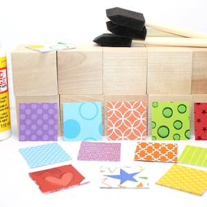 Baby Shower Activity  - DIY Baby Block Kit - Wooden Blocks - Gender Neutral  - Table Centerpieces - Color Blocks - Educational -2 Inch