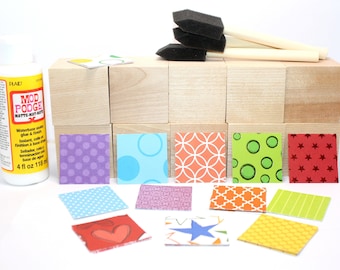 Baby Shower Activity  - DIY Baby Block Kit - Wooden Blocks - Gender Neutral  - Table Centerpieces - Color Blocks - Educational -2 Inch