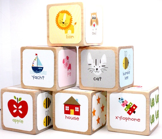 Alphabet Blocks Wood Blocks Baby Blocks Shower Decorations Baby Shower Gift  Newborn Photo Prop SIX 2 Inch Blocks 