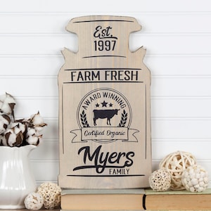 Personalized Milk Can Shape Farmhouse Style Wood Cutout Sign. Multiple Sizes, Dairy Farm, Cow Wall Art, Farm Fresh Milk, Country Decor Gift