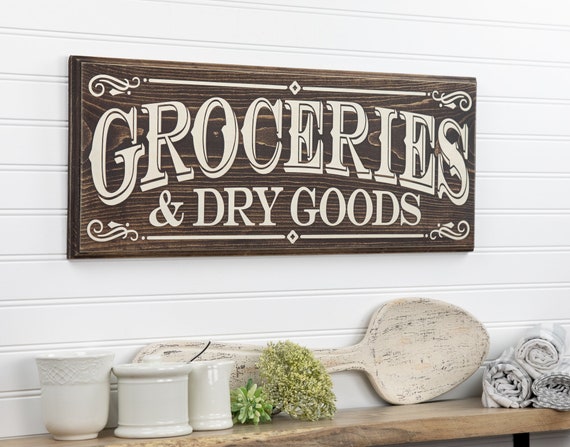 LARGE Rustic Wood Sign GROCERIES AND DRY GOODS Country Farm KITCHEN Distressed LARGE Rustic Wood Sign GROCERIES AND DRY GOODS Country Farm KITCHEN Distressed