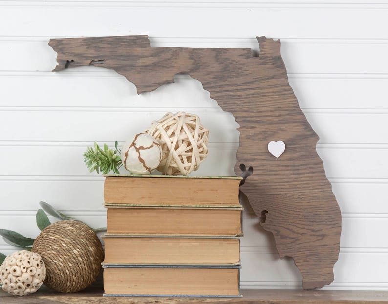 Florida State Shape Wood Sign Cutout Wall Art. Modern Rustic Etsy