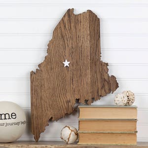 Maine State Shape Wood Sign Cutout Wall Art. Modern Rustic Farmhouse Plaque. Housewarming, Wedding Guestbook, Anniversary Gift, Man Cave
