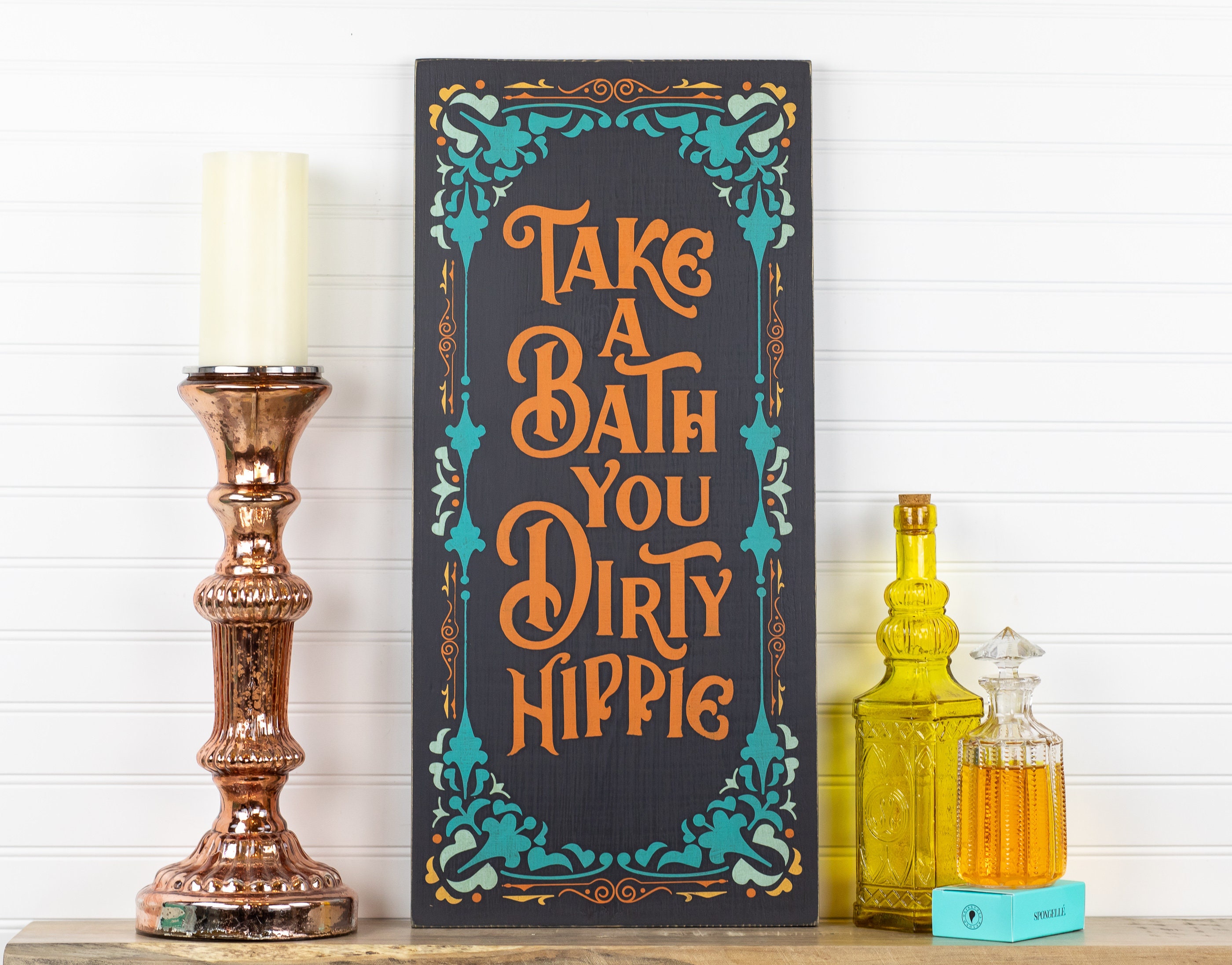 Take a Bath You Dirty Hippie Wood Bathroom Sign Wall Art. Etsy