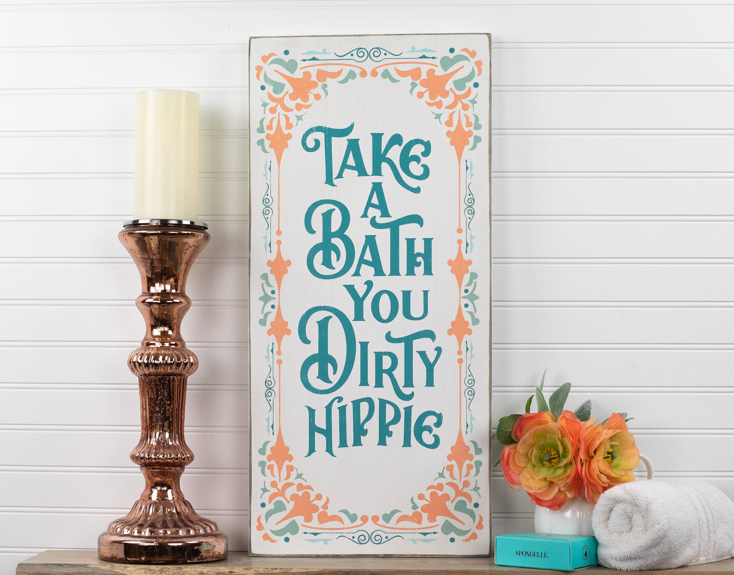 Take a Bath You Dirty Hippie Wood Bathroom Sign Wall Art. Etsy
