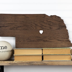 Nebraska State Shape Wood Sign Cutout Wall Art. Modern Rustic Farmhouse Plaque. Housewarming, Wedding Guestbook, Anniversary Gift, Man Cave