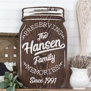 Personalized Mason Jar Shape Wood Cutout Sign Wall Art. Farmhouse Retro Vintage Style, Country Kitchen Decor, Housewarming, Wedding Gift