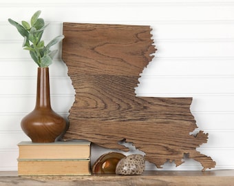 Louisiana State Shape Wood Sign Cutout Wall Art. Modern Rustic | Etsy
