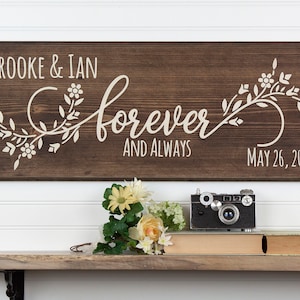 Forever and Always Personalized Wood Sign Wall Art. Wedding Decor, Anniversary Gift, Couples Plaque, Modern Wedding, Country Barn Wedding