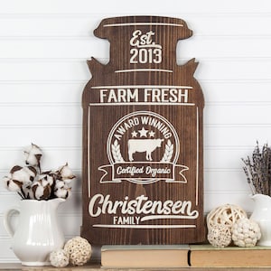 Personalized Milk Can Shape Farmhouse Style Wood Cutout Sign. Multiple Sizes, Dairy Farm, Cow Wall Art, Farm Fresh Milk, Country Decor Gift