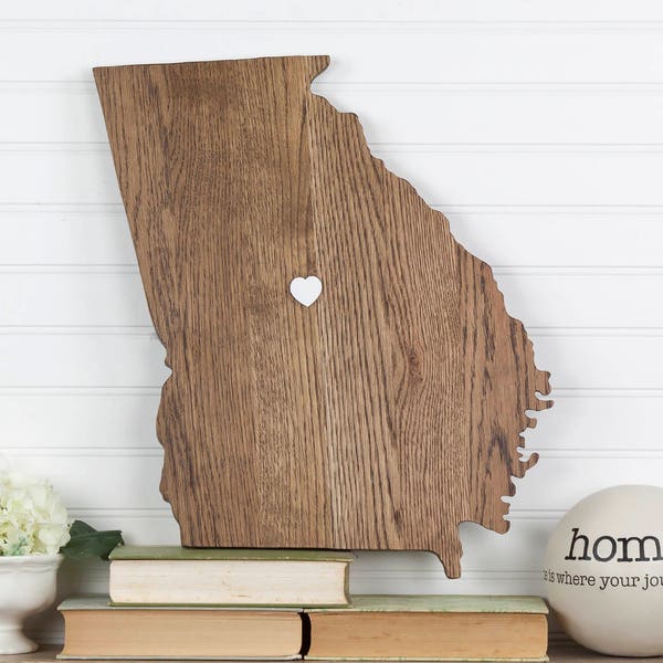 Georgia State Shape Wood Sign Cutout Wall Art. Modern Rustic, Farmhouse Plaque. Housewarming, Wedding Guestbook, Anniversary Gift, Man Cave