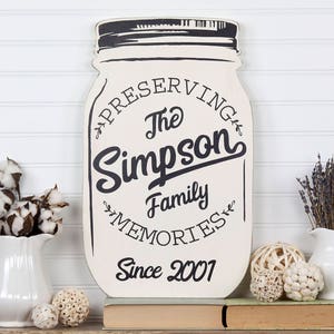 Personalized Mason Jar Shape Wood Cutout Sign Wall Art. Farmhouse Retro Vintage Style, Country Kitchen Decor, Housewarming, Wedding Gift