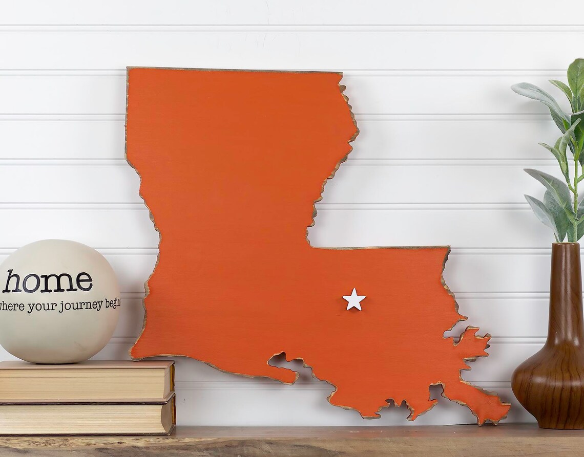 Louisiana State Shape Sign Wood Cutout Sign Wall Art With - Etsy