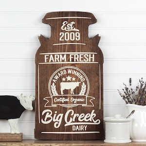Personalized Milk Can Shape Farmhouse Style Wood Cutout Sign Wall Art. 3 Sizes. Dairy Farm, Cow Decor, Farm Fresh Milk, Vintage Kitchen Gift