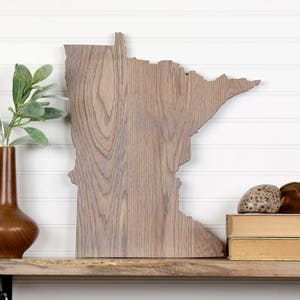 Minnesota State Shape Wood Sign Cutout Wall Art. Modern Rustic, Farmhouse Plaque. Housewarming, Wedding Guestbook, Anniversary, Man Cave