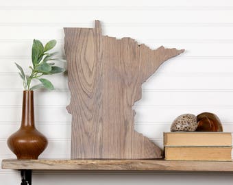 Minnesota State Shape Wood Sign Cutout Wall Art. Modern Rustic, Farmhouse Plaque. Housewarming, Wedding Guestbook, Anniversary, Man Cave