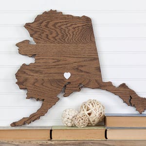 Alaska State Shape Wood Sign Cutout Wall Art. Modern Rustic, Farmhouse Plaque. Housewarming, Wedding Guestbook, Anniversary Gift, Man Cave