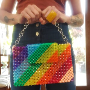 Bolsa de cuentas arco iris hecha a mano * hecha a pedido *