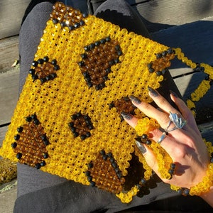 Handgemachte Leopard print Perlentasche