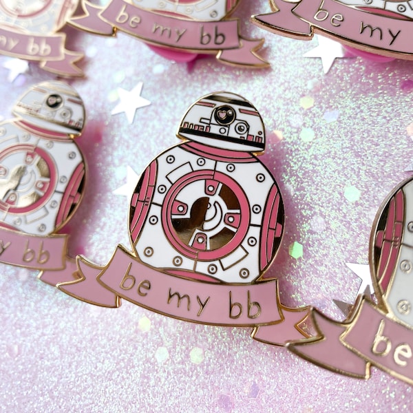 Be My BB - Robot Enamel Pin | Valentine's Day Gift Bag Jacket Hard Enamel Pin Alien Kawaii Pink Pin Board