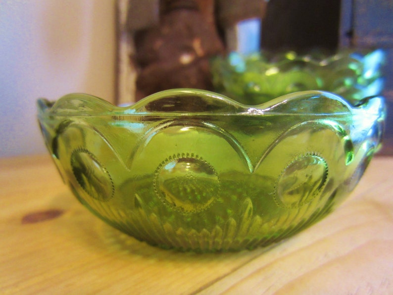 Vintage set of 4 Bartlett Collins Glass Green Bowls Etsy