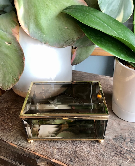 Smoked Glass Jewelry or Trinket Box