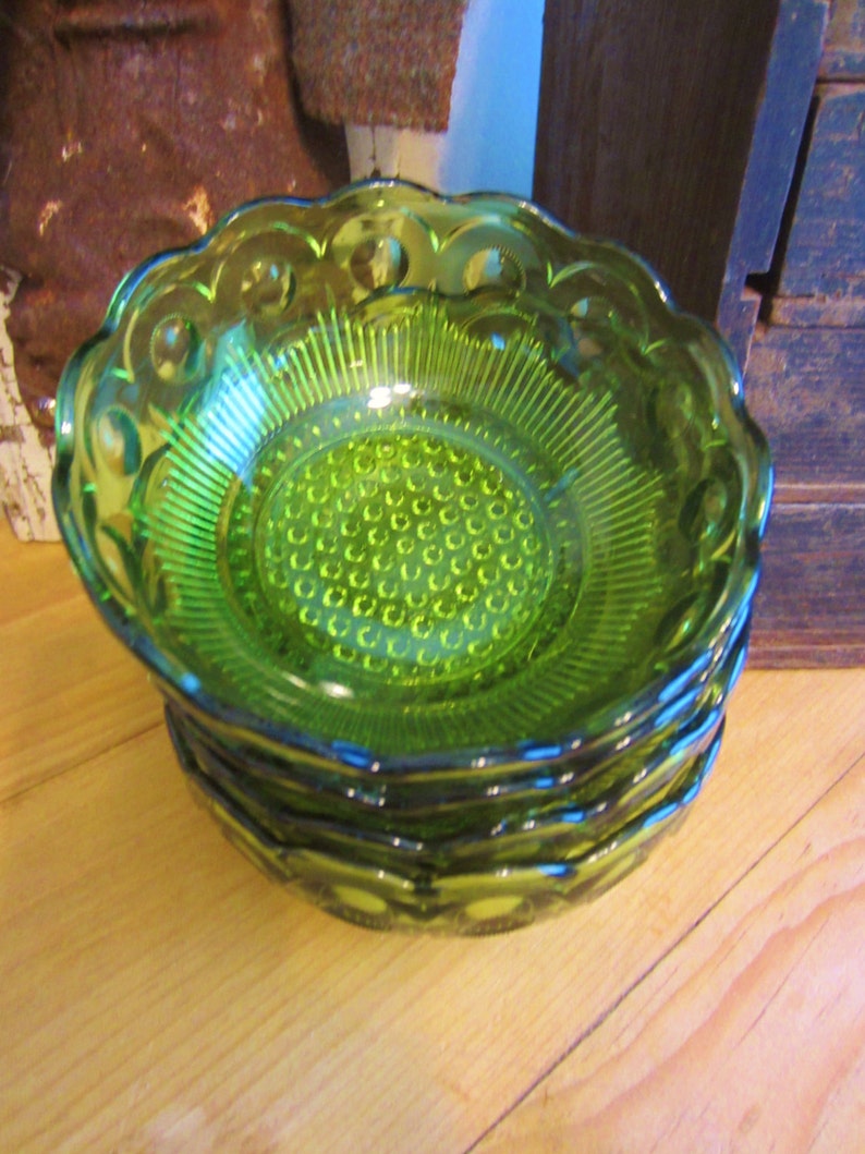 Vintage set of 4 Bartlett Collins Glass Green Bowls Etsy