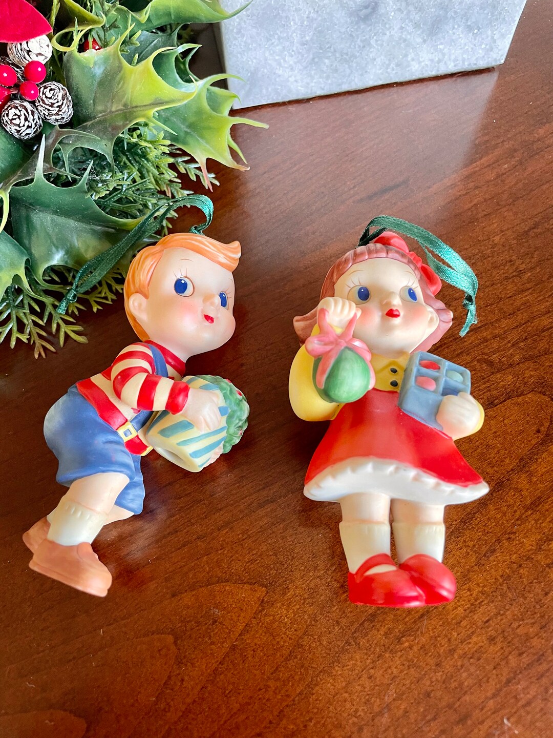 Boy and Girl Ornaments Reminiscent of Campbells Kids Etsy