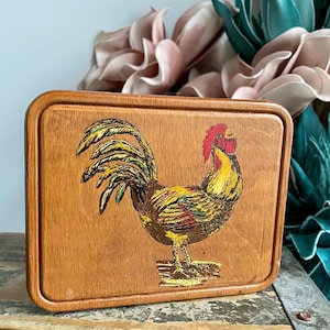 Vintage Wood Rooster Napkin Holder