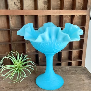 Blue Satin Ruffled Edge Dish