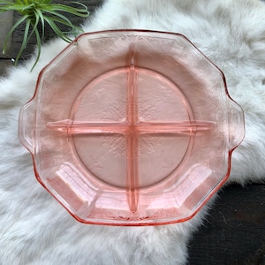 Pink Depression Glass Divided Dish