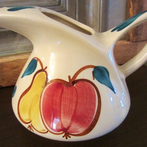 Vintage Purinton Pottery Pitcher Fruit Pattern Apple and Pear