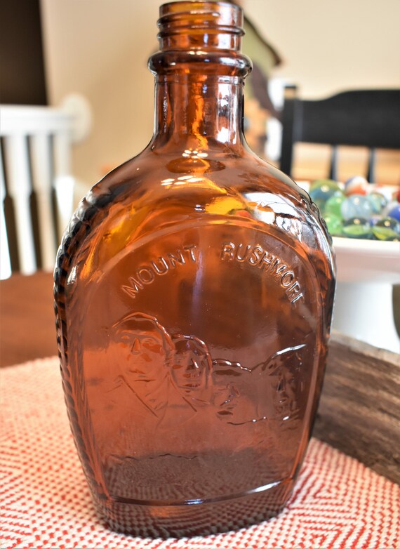 Two Vintage Brown Bottles Mount Rushmore Log Cabin Etsy