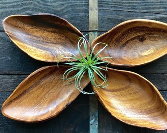 Vintage Wood Set of Four Bowls