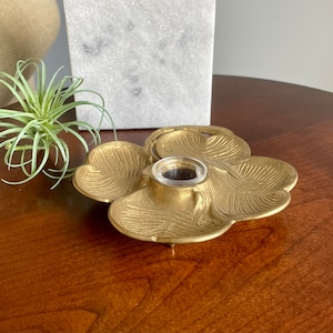 Brass Clover Shaped Inkwell