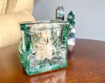 Green Glass Sun Candleholder