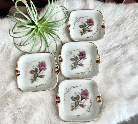 Vintage Rose Individual Ashtrays Etsy