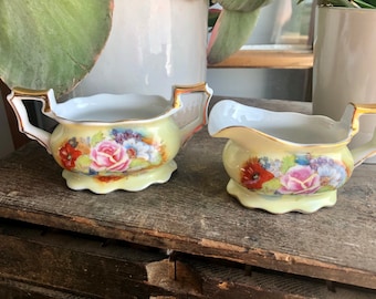 Gorgeous Occupied Japan Open Creamer and Sugar Set