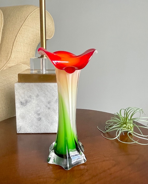 JACK IN THE PULPIT VASE　ヴィンテージ　フロストガラス花瓶 Jack in the Pulpit Vase - Etsy