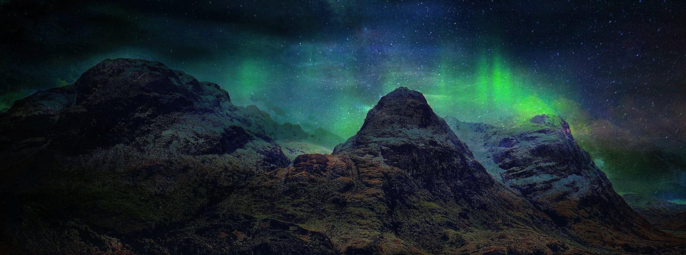 Glencoe Northern Lights Scottish Panoramic Paintings & Art Etsy