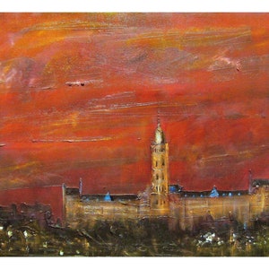 Glasgow University Dusk Scotland | Scottish Paintings | Art Prints