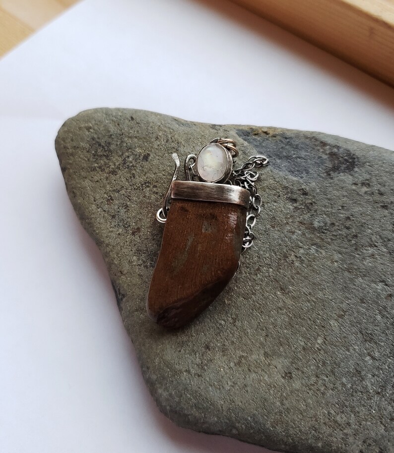 Blue Ridge Mountains Raw Necklace Creek Rock necklace Moonstone Necklace Mountain Jewelry Earthy Necklace OOAK For her Creek Rock