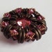 Julia pendant, beaded pendant with swarovski and crescent beads in pink and dark brown
