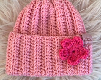 Crocheted Unisex Baby Toddler Little Girl Beanie Hat Skully Skullie Cap Warm Ribbed Beanie