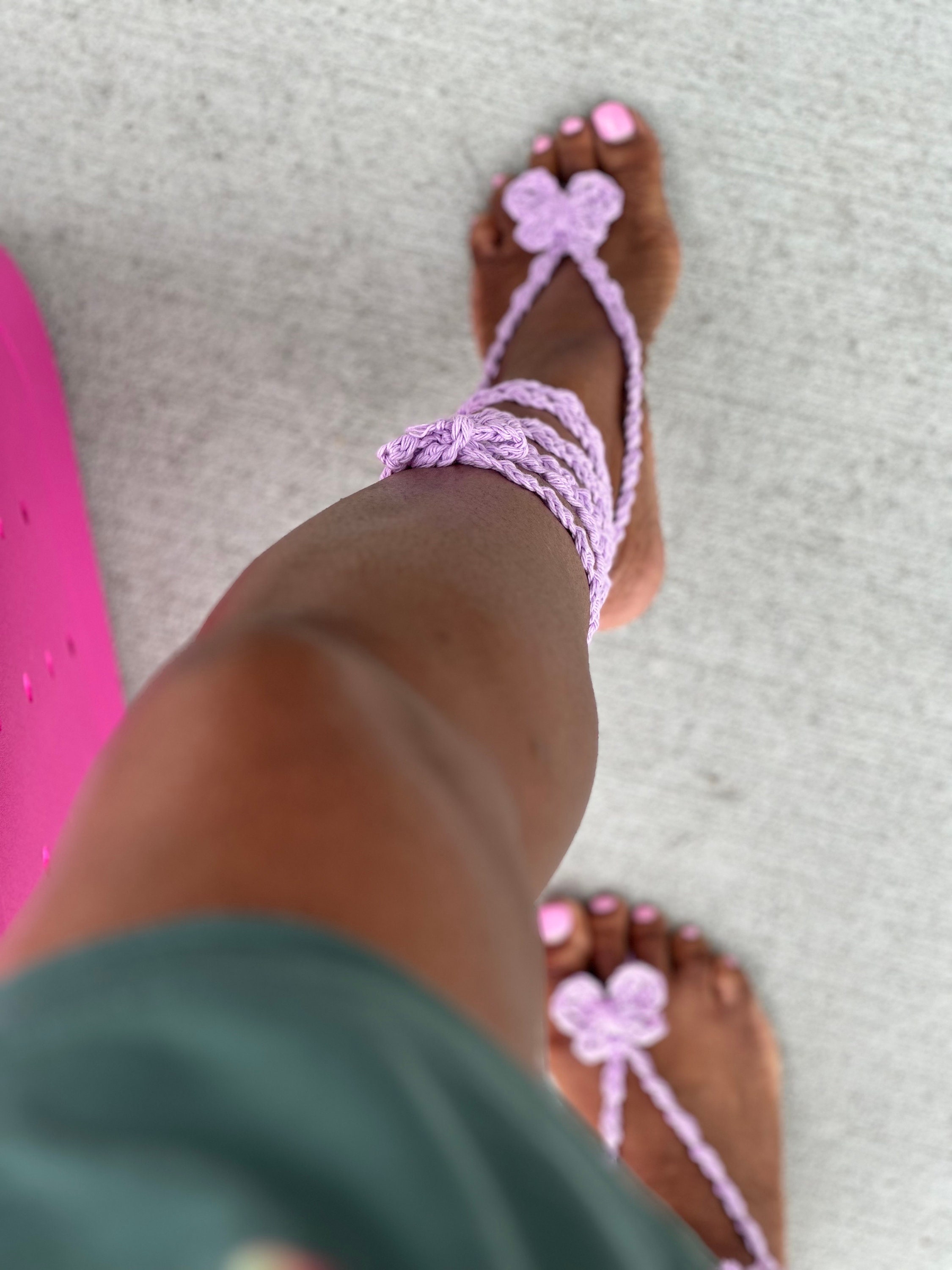 40 Gorgeous Patterns for Barefoot Sandals to Dress Your Feet 29 Ladies Women Crocheted Barefoot Sandals Bottomless