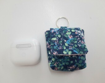 Etui tissu fleurs Airpods, étui ecouteurs