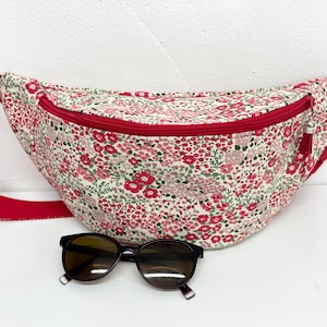 Red flower cotton canvas fanny pack
