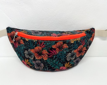 Marsupio in tessuto di sughero floreale, pratico marsupio fatto a mano, borsa con cintura regolabile, idea regalo