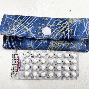 Blue Japanese pill case, pill pouch,